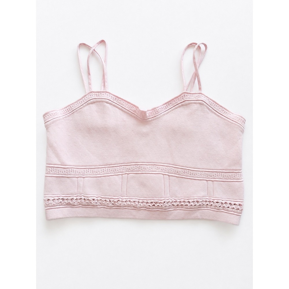 House of Harlow 1960 Pink Knit Crop Top Pointelle Cami